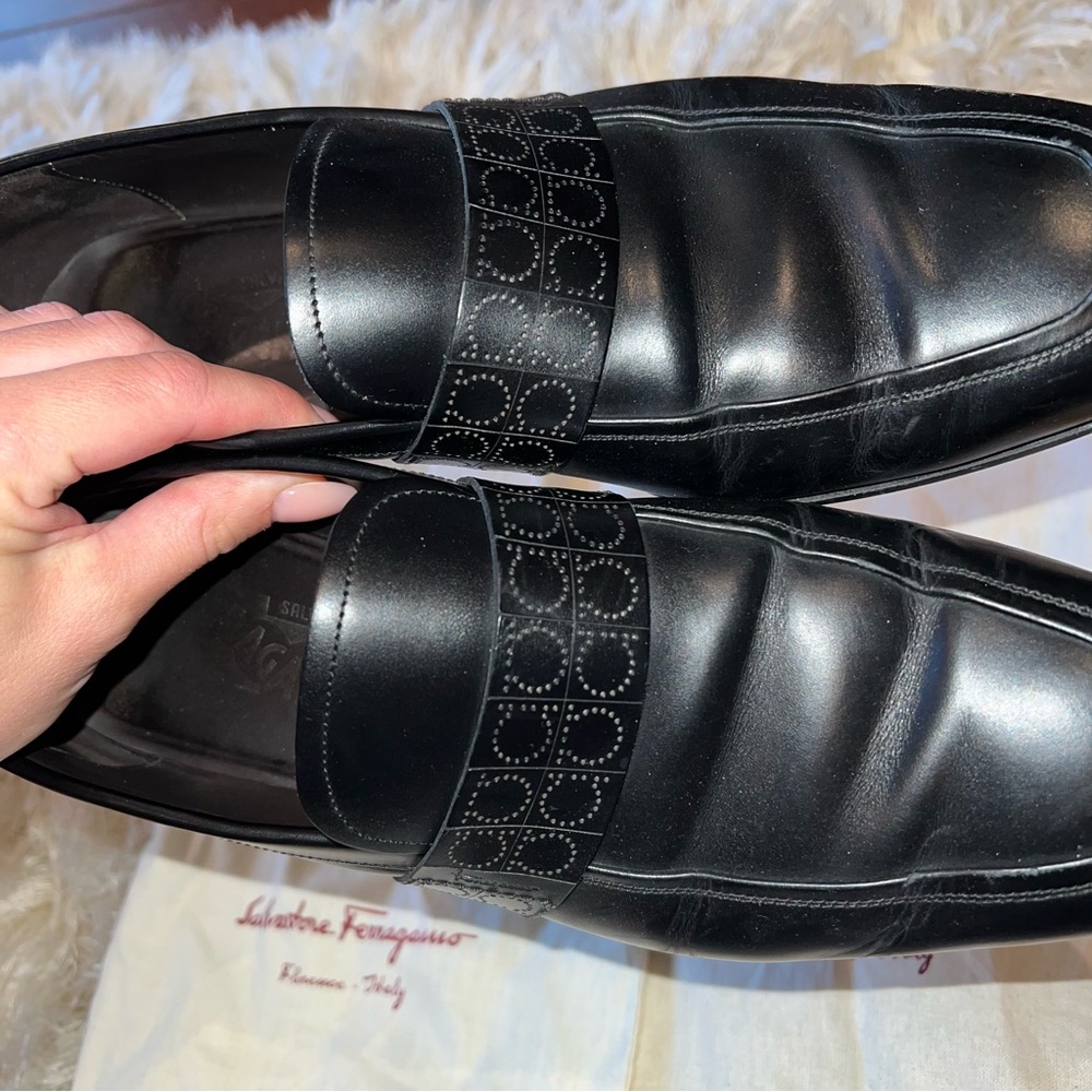 Salvatore Ferragamo Black Leather Loafers